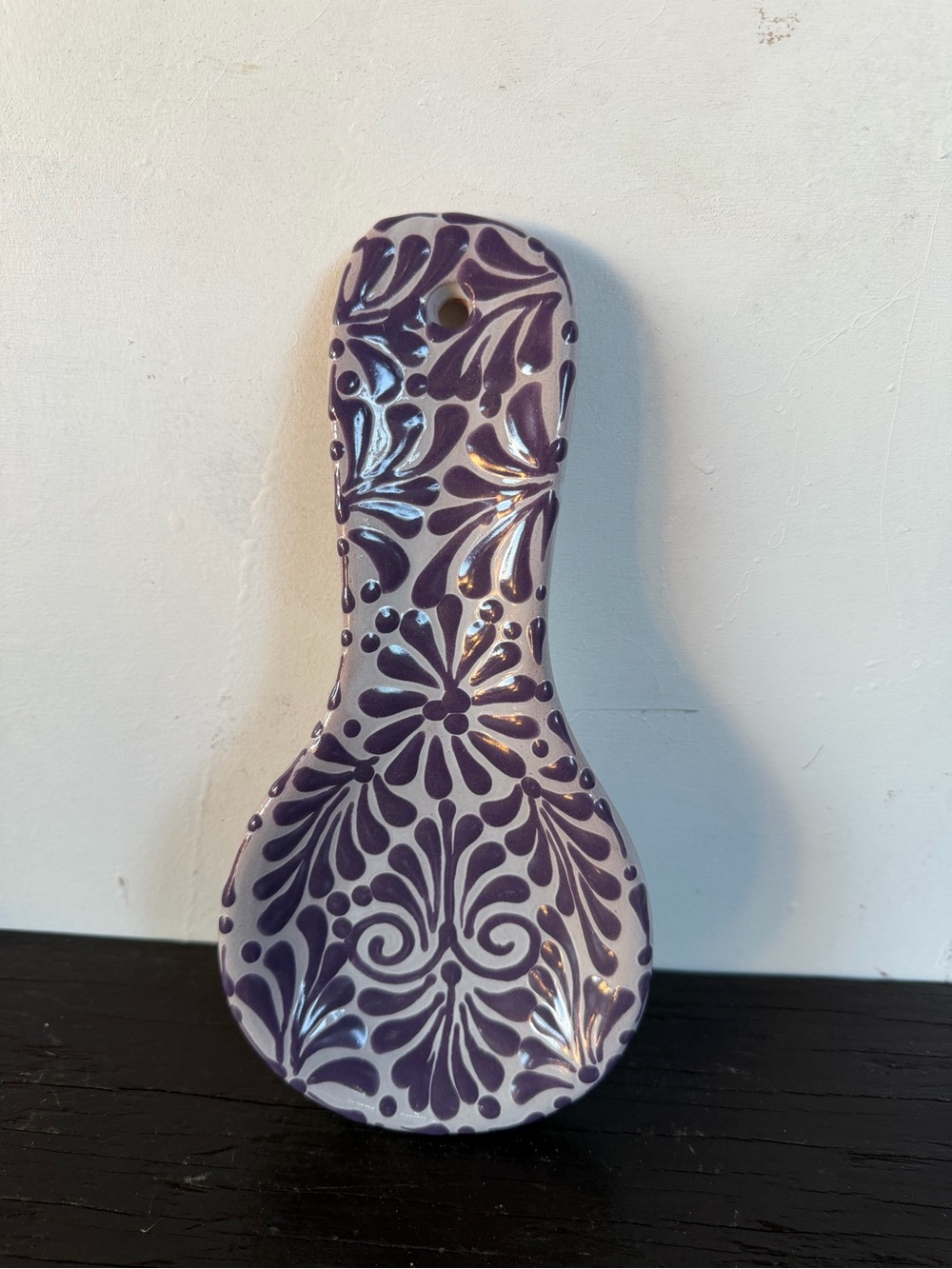 Handcrafted Purple Talavera Spoon Rest - Home Art